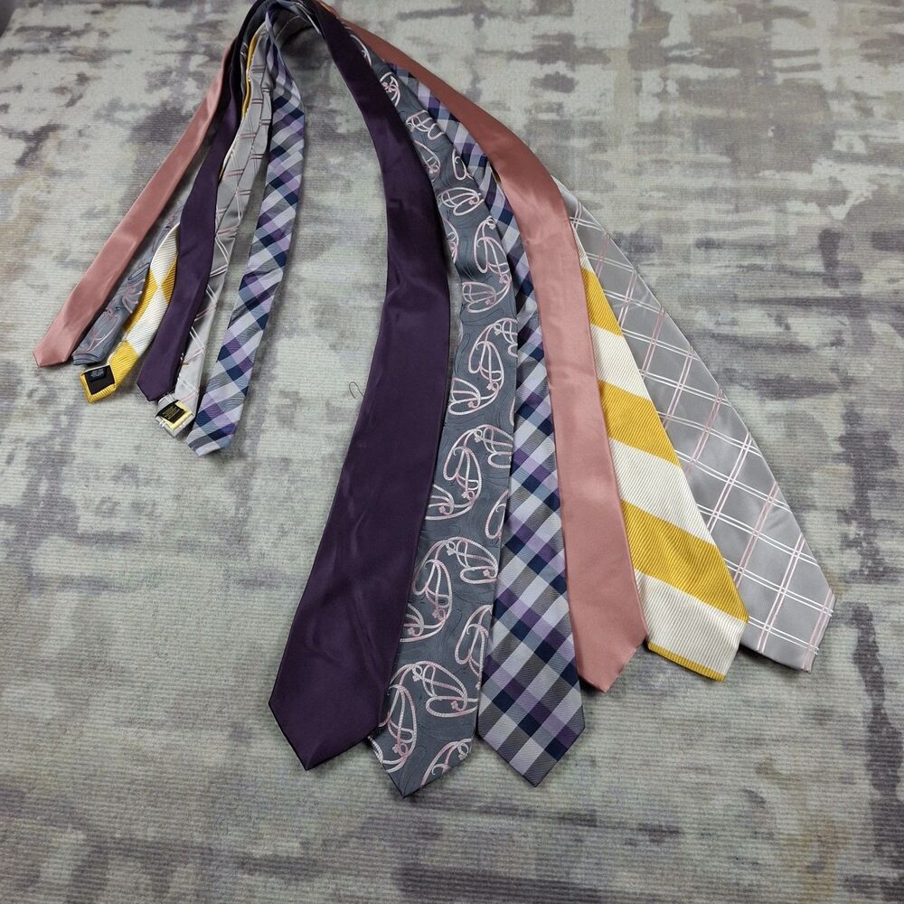 Lot of 6 Mens Silk Ties Donald Trump Haspel Alfani Stafford Louis Dell'Olio